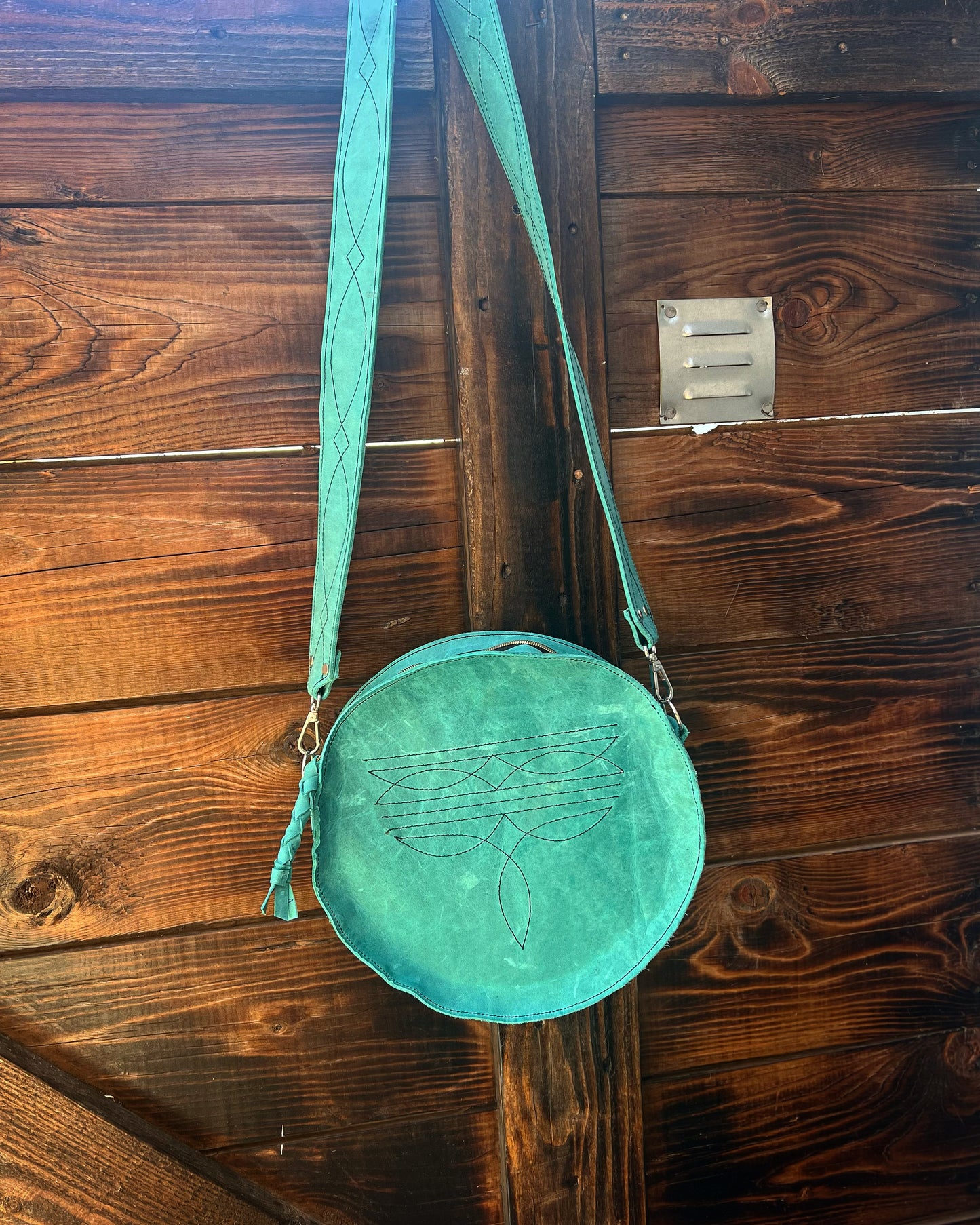 Turquoise Boot-stitch Canteen Purse