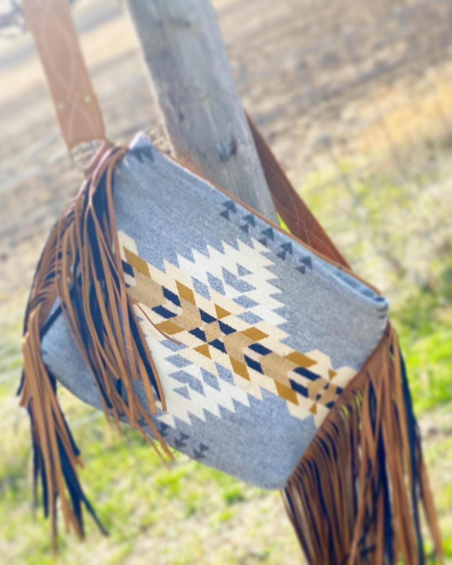 Two toned fringe crossbody